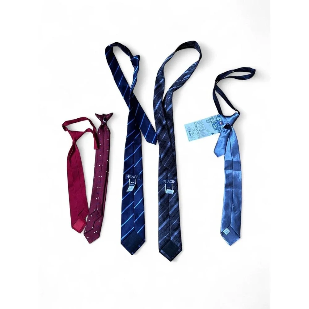 Assorted Boys Big & Little Brother Dress Tie Bundle School Church Formal Lot 5
